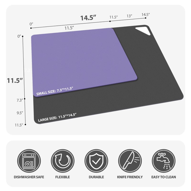 WK Plastic Cutting Boards for Kitchen  WK Flexible Cutting Board Set of 10  Non Slip Cutting Mats with Hole  BPA Free  Dishwasher Safe  Multi Size - Image 2